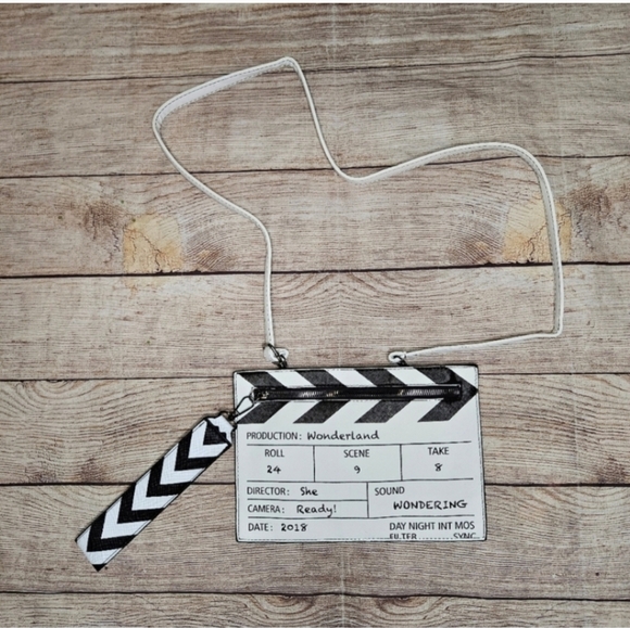 Movie Table Clapper Board Shoulder Bag Scene Film Zipper Handbag clutch Bag - Picture 2 of 8